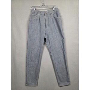 Vintage Lee Jeans Womens 14 Long Blue White Hickory Stripe Denim Made in USA 90s
